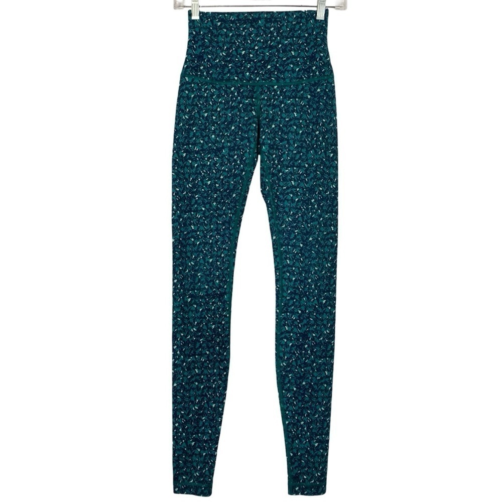 Lululemon Wunder Under Pant Womens Size 4 Leggings Hi Rise Mountain Peaks Teal